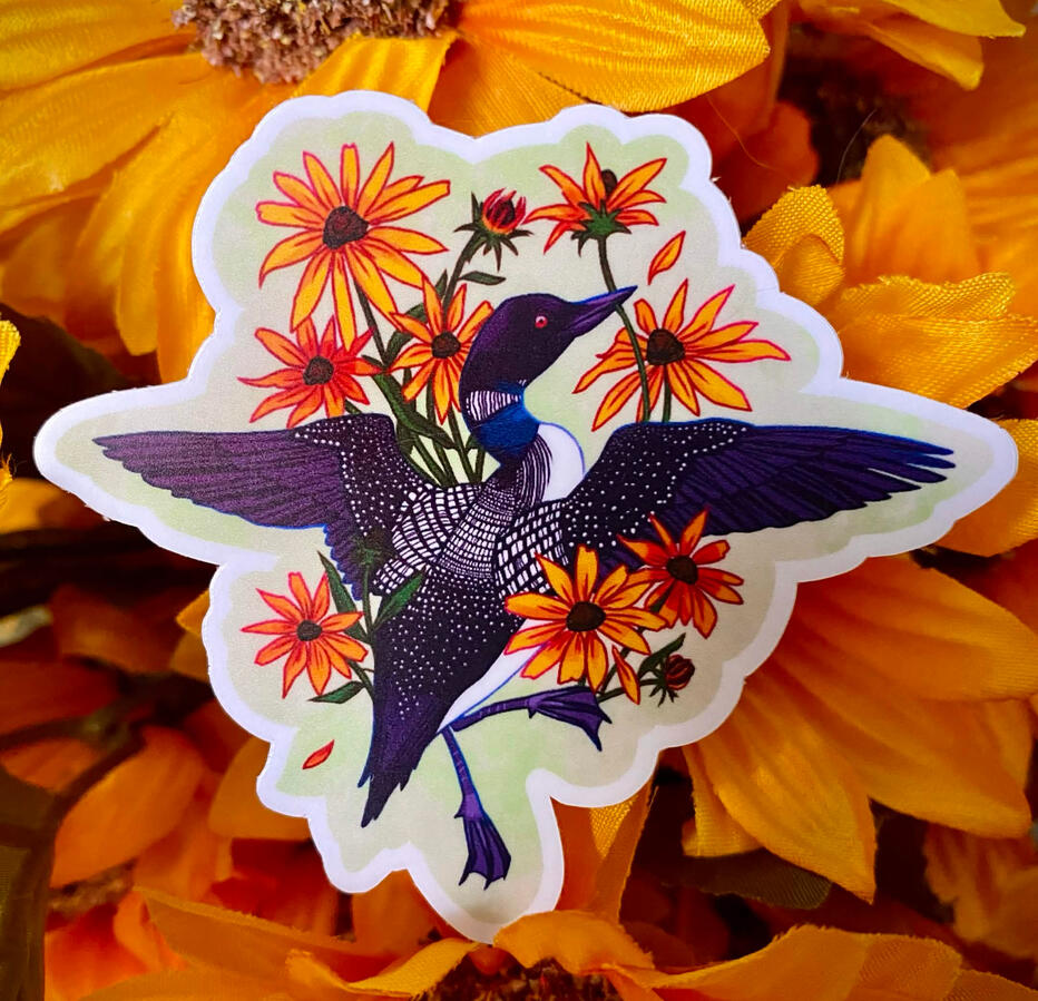 Loon with Flowers