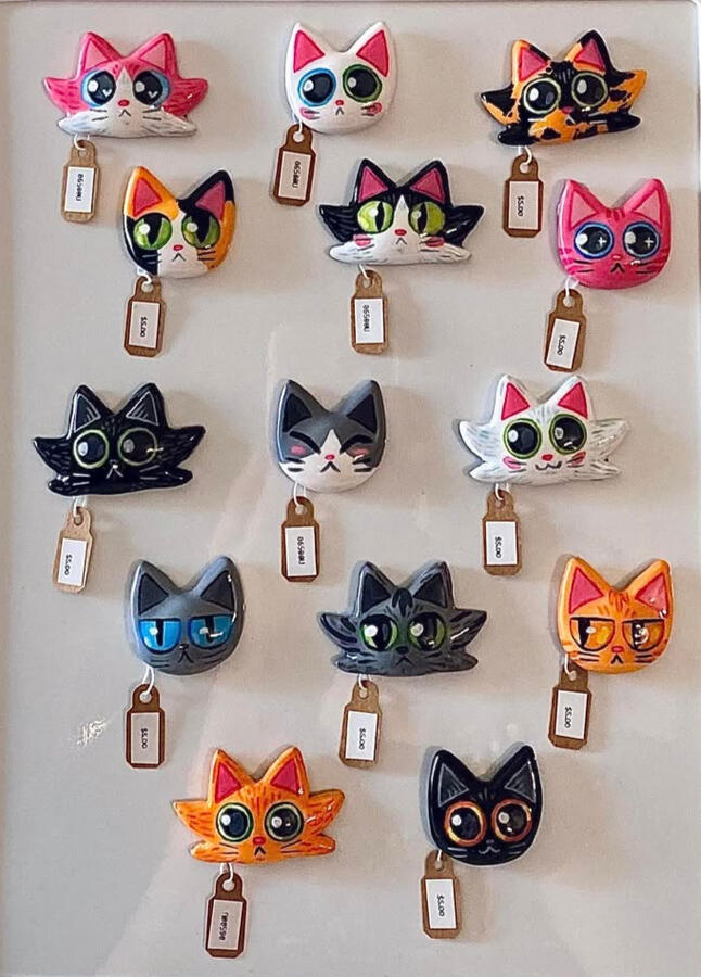 Hand Sculpted Kitty Magnets