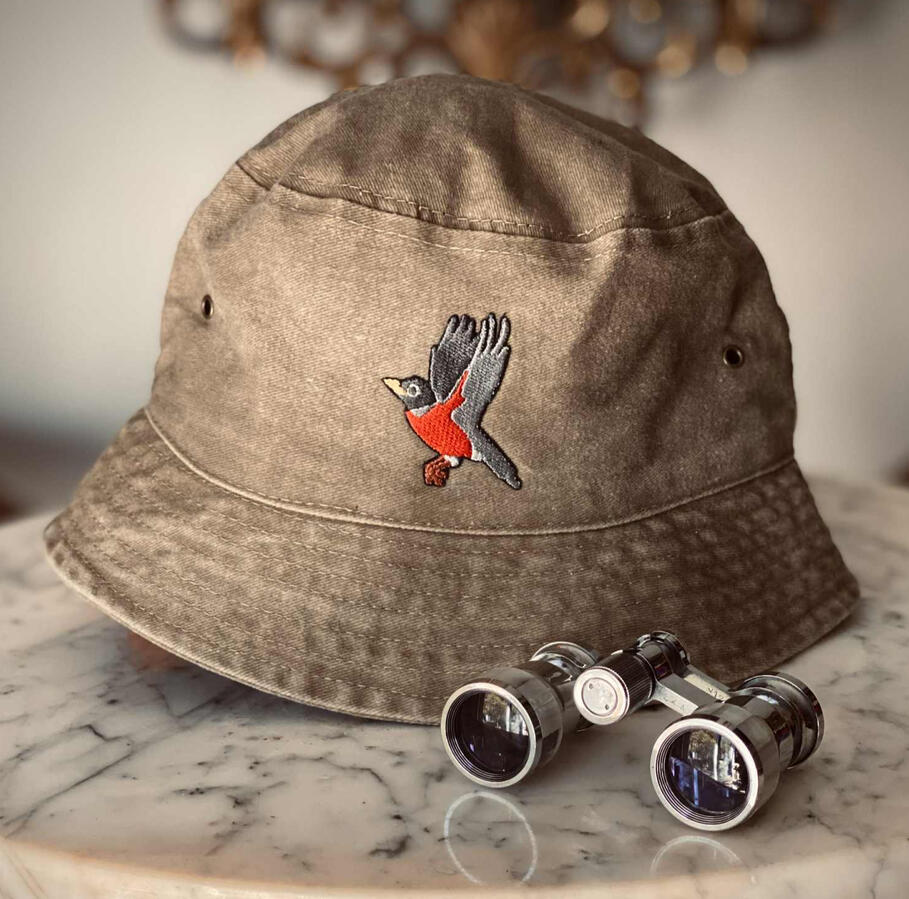Embroidered Robin on Hat